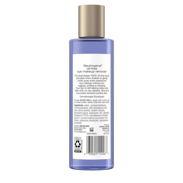 Neutrogena Gentle Oil-Free Eye Makeup Remover and Cleanser for Sensitive Eyes, Non-Greasy Makeup Remover, Waterproof Mascara Remover, Dermatologist and Ophthalmologist Tested, 8 fl. oz - Image 8