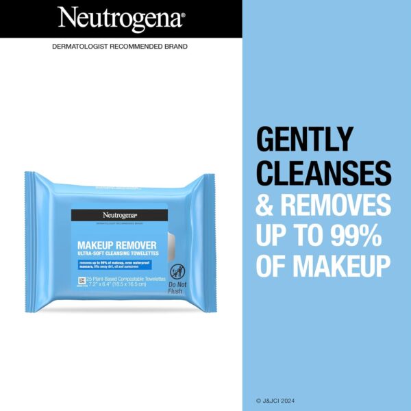 Neutrogena Makeup Remover Wipes, Individually Wrapped Daily Face Wipes for Waterproof Makeup, Travel and On-the-Go Singles, 20 Count - Image 2