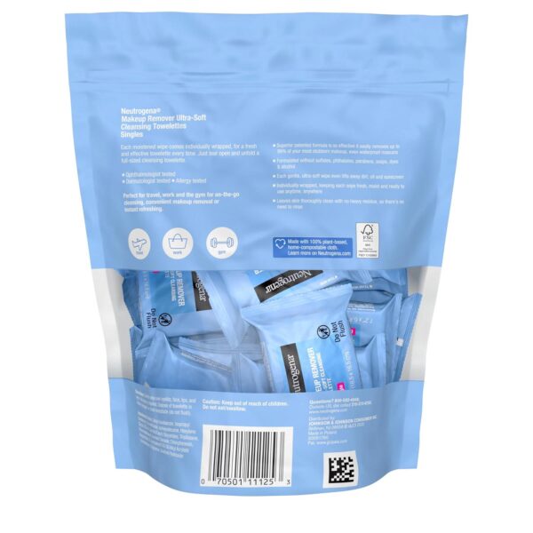 Neutrogena Makeup Remover Wipes, Individually Wrapped Daily Face Wipes for Waterproof Makeup, Travel and On-the-Go Singles, 20 Count - Image 7