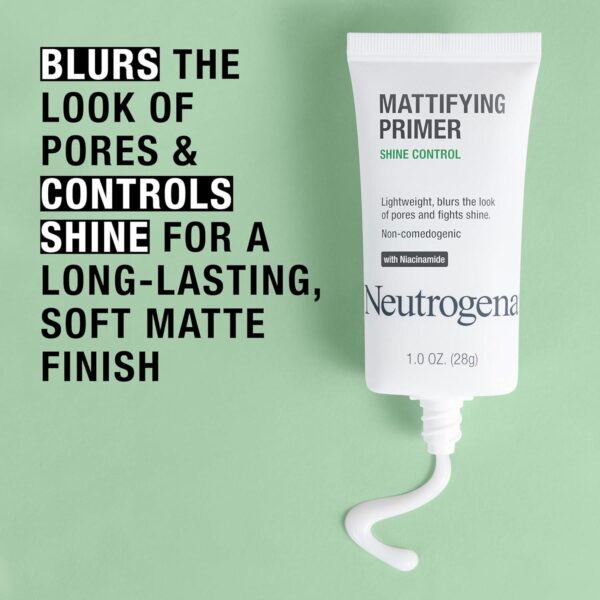 Neutrogena Mattifying Primer with Shine Control, Lightweight Pore Blurring Face Primer Blurs the Look of Pores and Helps Reduce Shine, Matte Primer with Niacinamide, 1 oz - Image 3