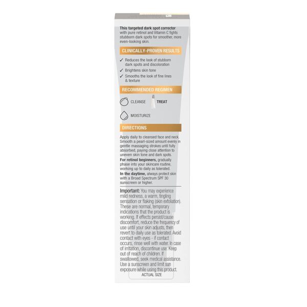 Neutrogena Rapid Tone Repair Retinol + Vitamin C Dark Spot Corrector Face Serum, Daily Anti-Wrinkle Dark Spot Corrector to Brighten and Even Tone, Mineral-Oil and Dye-Free, White, 1 oz - Image 9