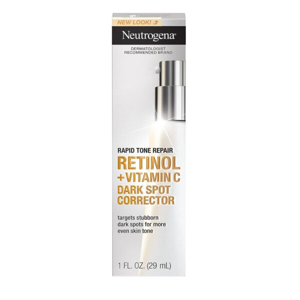Neutrogena Rapid Tone Repair Retinol + Vitamin C Dark Spot Corrector Face Serum, Daily Anti-Wrinkle Dark Spot Corrector to Brighten and Even Tone, Mineral-Oil and Dye-Free, White, 1 oz - Image 7