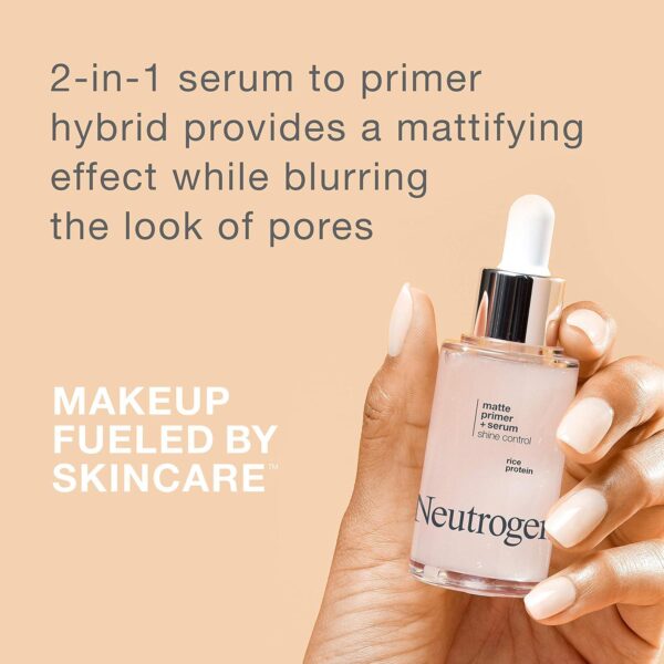 Neutrogena Shine Control Matte Booster Face Primer and Serum, Skin-Mattifying Serum-to-Primer with Rice Protein, Absorbs Excess Oil and Keeps Skin Shine Free, 1.0 fl. oz - Image 2