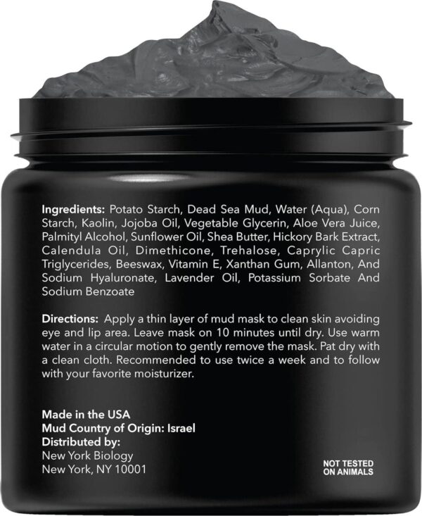 New York Biology Dead Sea Mud Mask for Face and Body - Spa Quality Pore Reducer for Acne, Blackheads and Oily Skin, Natural Skincare for Women, Men - Tightens Skin for A Healthier Complexion - 8.8 oz - Image 2