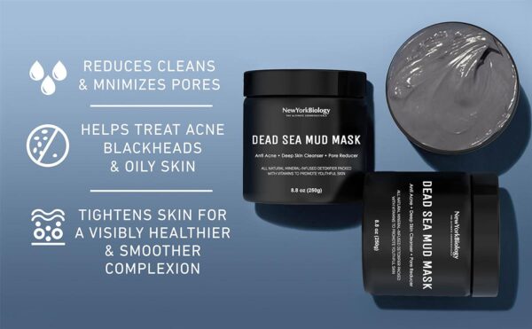 New York Biology Dead Sea Mud Mask for Face and Body - Spa Quality Pore Reducer for Acne, Blackheads and Oily Skin, Natural Skincare for Women, Men - Tightens Skin for A Healthier Complexion - 8.8 oz - Image 5