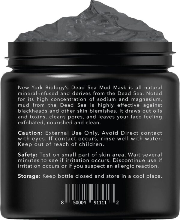 New York Biology Dead Sea Mud Mask for Face and Body - Spa Quality Pore Reducer for Acne, Blackheads and Oily Skin, Natural Skincare for Women, Men - Tightens Skin for A Healthier Complexion - 8.8 oz - Image 3