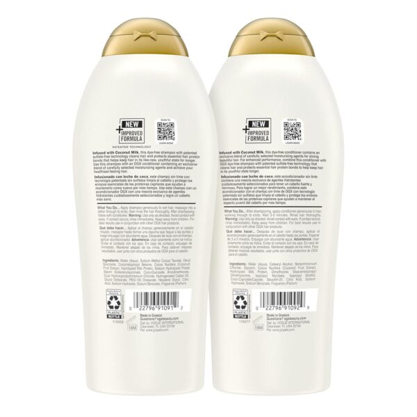 OGX Nourishing + Coconut Milk Shampoo and Conditioner, Set, 25.4 Fl Oz (Pack of 2) - Image 8