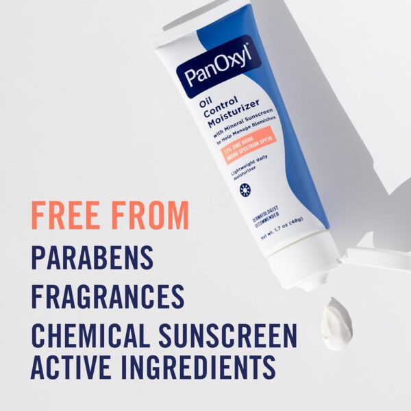 PanOxyl AM Oil Control Moisturizer, NEW Sheer Formula, Absorbs Excess Oil and Reduces Shine, with Mineral Sunscreen for Acne Prone and Oily And All Skin Tones - 1.7 oz - Image 6
