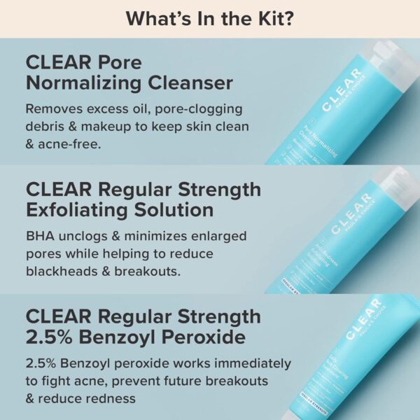 Paula's Choice CLEAR 3-Piece Acne Kit, Includes Daily Cleanser, 2% Salicylic Acid Exfoliant and Benzoyl Peroxide Treatment, Prevents and Treats Mild to Severe Acne and Breakouts, Fragrance-Free, Set of 3 - Image 4