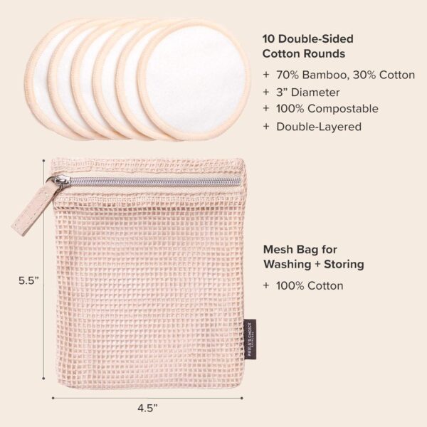 Paula's Choice Reusable Makeup Remover Pads, Eco-Friendly Cotton and Bamboo Rounds for Toner and Exfoliants, Includes Washable Bag for Laundry and Storage, 10 Count - Image 4