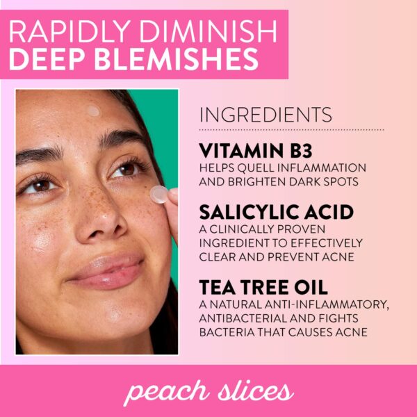 Peach Slices | Deep Blemish Microdarts | Acne Patch | Early Stage and Deep Pimples | Fast-Acting | Salicylic Acid | Tea Tree Oil | Niacinamide | Cica | Hyaluronic Acid | Spot Treatment | 9 Patches - Image 4