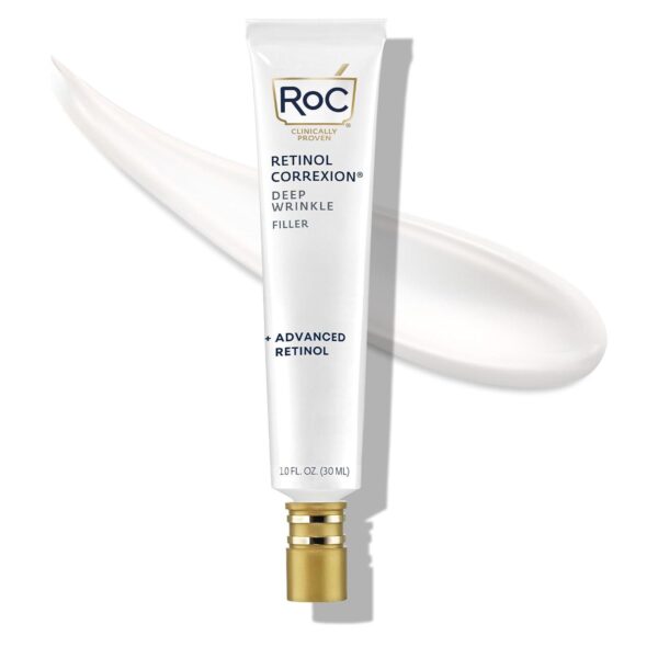 RoC Retinol Correxion Deep Wrinkle Facial Filler with Hyaluronic Acid and Retinol, Skin Care Stocking Stuffers for Men and Women, 1 Fl Oz (Packaging May Vary)