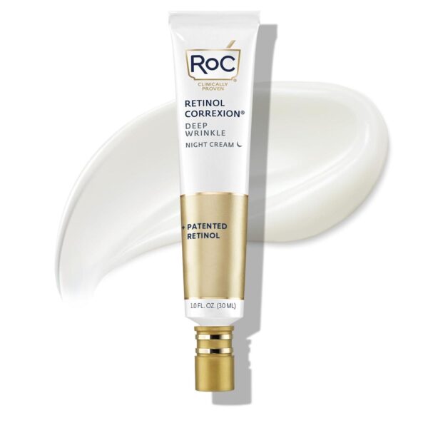 RoC Retinol Correxion Deep Wrinkle Anti-Aging Night Cream, Daily Face Moisturizer with Shea Butter, Glycolic Acid and Squalane, Stocking Stuffers for Men and Women, 1 Ounces (Packaging May Vary)