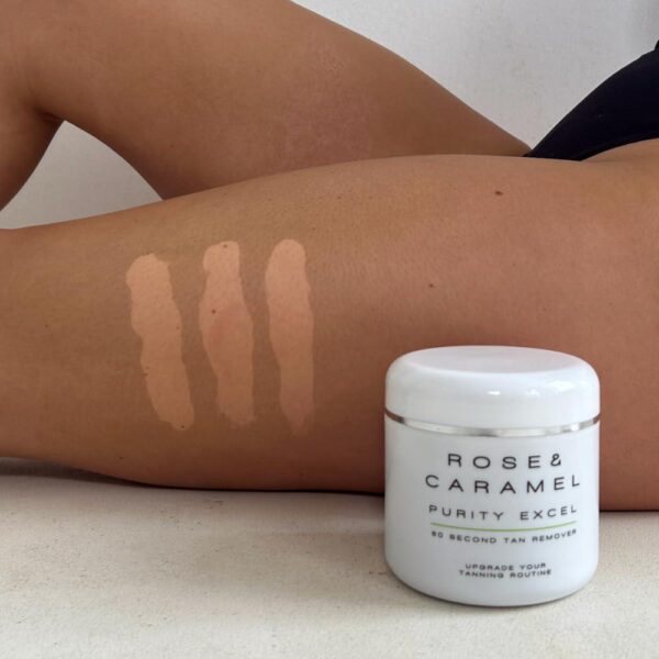 Rose and Caramel Purity Excel 60 Second Miracle Express Self Tan Remover Exfoliating Tan Eraser 440g fake tan remover, body scrub express tan eraser - Image 9