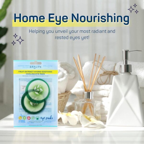 SpaLife Cooling Eye Pads - Korean Soothing Eye Pads for Dark Circles, Puffy Eyes, and Wrinkles - 48 Pads with Fruit + Vegetable Extracts - Revitalizing Hydrating Eye Pads for Eye Treatment (Cucumber) - Image 6