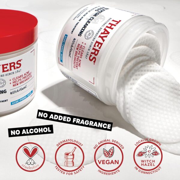 Thayers Blemish Clearing Acne Pads, Salicylic Acid Acne Treatment for Face, Pore Reducing, Exfoliating, and Soothing Skincare, Witch Hazel Toner Pads, 60 Ct - Image 4