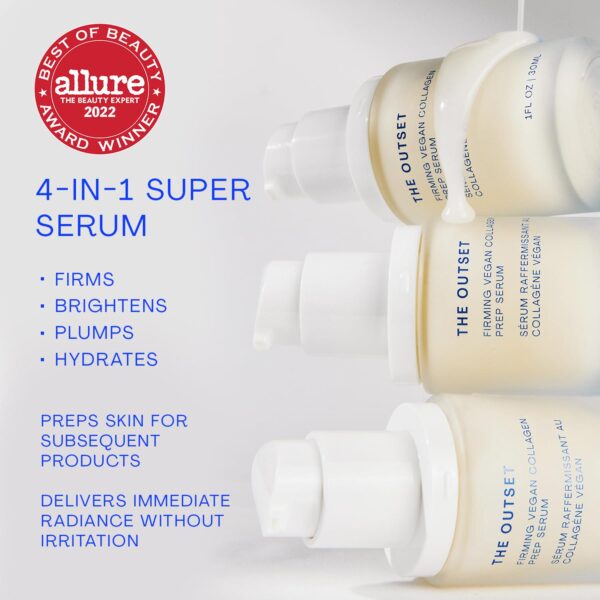 The Outset Firming Vegan Collagen Prep Serum - Gentle, Fragrance Free Multi-Benefit Serum - Hydrating, Brightening, Plumping and Anti-Aging - Clean, Vegan, Gluten Free - All Skin Types - 1 fl oz - Image 2