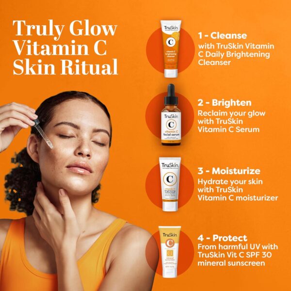 TruSkin Vitamin C Serum Anti Aging Facial Serum with Vitamin C, Hyaluronic Acid, Vitamin E and More Brightening Serum for Dark Spots, Even Skin Tone, Eye Area, Fine Lines and Wrinkles, 1 Fl Oz - Image 8
