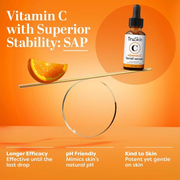 TruSkin Vitamin C Serum Anti Aging Facial Serum with Vitamin C, Hyaluronic Acid, Vitamin E and More Brightening Serum for Dark Spots, Even Skin Tone, Eye Area, Fine Lines and Wrinkles, 1 Fl Oz - Image 6
