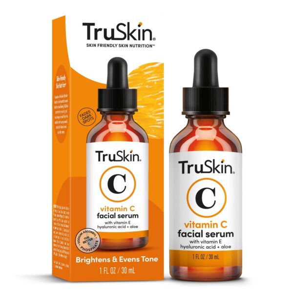 TruSkin Vitamin C Serum Anti Aging Facial Serum with Vitamin C, Hyaluronic Acid, Vitamin E and More Brightening Serum for Dark Spots, Even Skin Tone, Eye Area, Fine Lines and Wrinkles, 1 Fl Oz