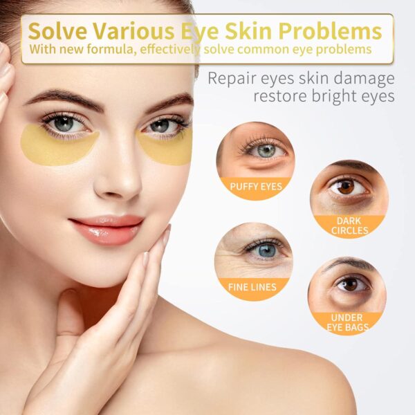Under Eye Patches - 30 Pairs - 24K Gold Eye Mask- Puffy Eyes and Dark Circles Treatments,Reduce Under Eye Bags and Smooth Wrinkles,Eye Skin Care Pads With Collagen - Image 2