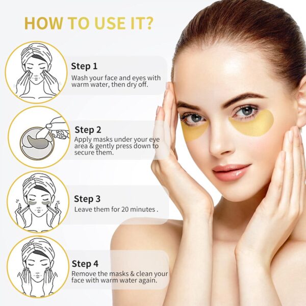 Under Eye Patches - 30 Pairs - 24K Gold Eye Mask- Puffy Eyes and Dark Circles Treatments,Reduce Under Eye Bags and Smooth Wrinkles,Eye Skin Care Pads With Collagen - Image 5