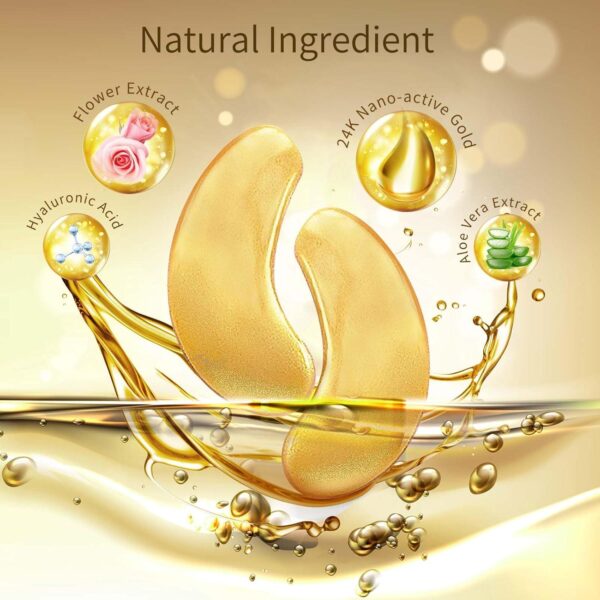 Under Eye Patches, 40 Pairs Eye Mask for Dark Circles, Puffy Eyes, Undereye Bags,Wrinkles,Eye Mask Patches with 24K Gold, Hyaluronic Acid,Rose and Aloe Vera, Eye Treatment Skin Care for Men and Women Gift - Image 3