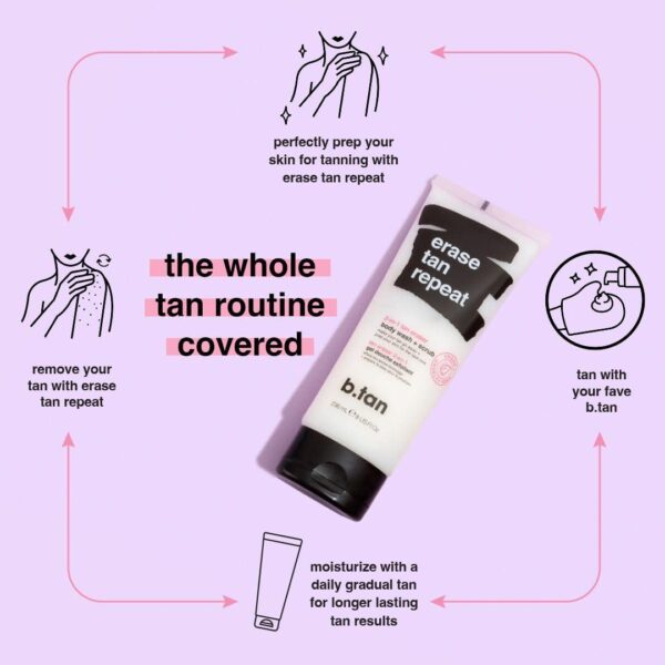 b.tan Self Tan Remover and Body Wash | Erase Tan Repeat - 2-in-1 Exfoliator Scrub and Body Wash, Sunless Tan Eraser, 8 Fl Oz - Image 5