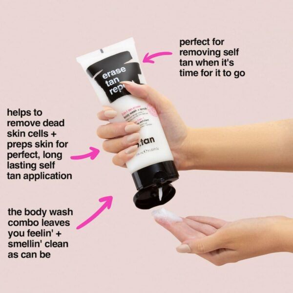 b.tan Self Tan Remover and Body Wash | Erase Tan Repeat - 2-in-1 Exfoliator Scrub and Body Wash, Sunless Tan Eraser, 8 Fl Oz - Image 3