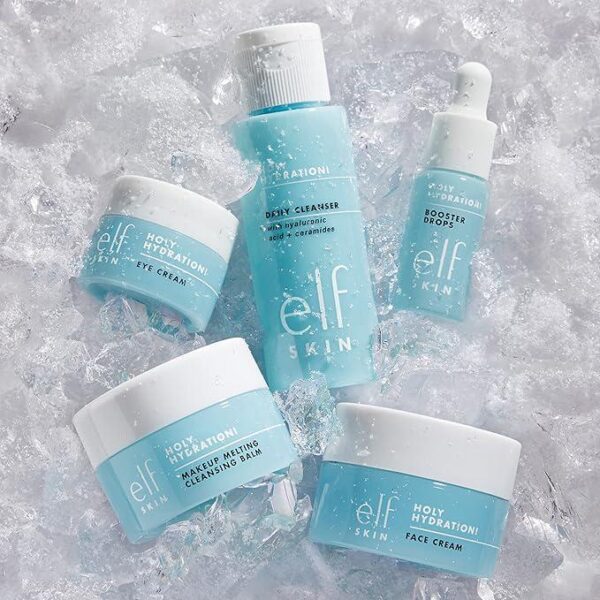 e.l.f. SKIN Holy Hydration! Hydrated Ever After Skincare Mini Kit, Cleanser, Makeup Remover, Moisturiser and Eye Cream For Hydrating Skin, Airplane-Friendly Sizes - Image 3