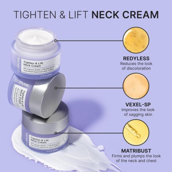 goPure Neck Firming Cream - Anti-Aging Neck Cream for Tightening and Wrinkles for an Even Skin Tone and Neck Lift - With Pro-Active Firming Complex, 1.7 oz - Image 3