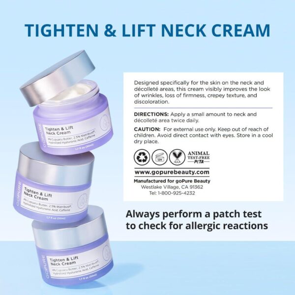goPure Neck Firming Cream - Anti-Aging Neck Cream for Tightening and Wrinkles for an Even Skin Tone and Neck Lift - With Pro-Active Firming Complex, 1.7 oz - Image 7