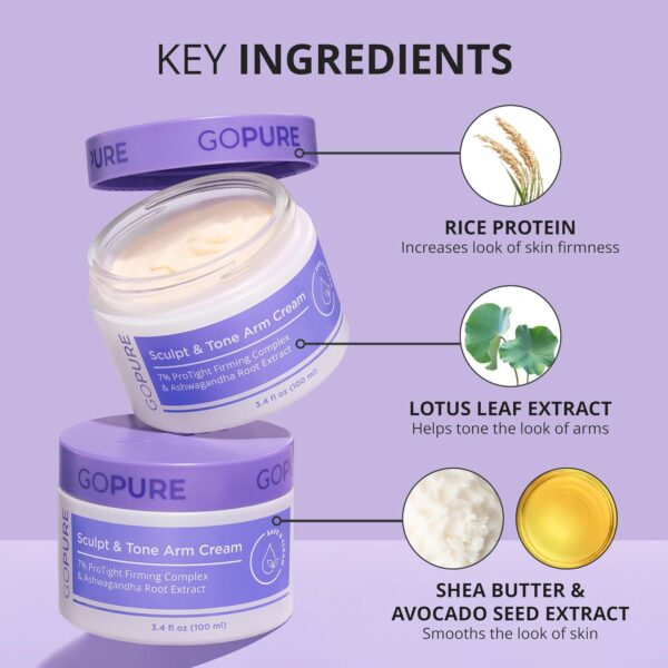 goPure Sculpt and Tone Arm Cream Firming And Tightening Cream For The Arms, Smooths The Look Of Wrinkles, Deeply Hydrates, Firms The Look Of Crepey Texture On The Arms - Image 2