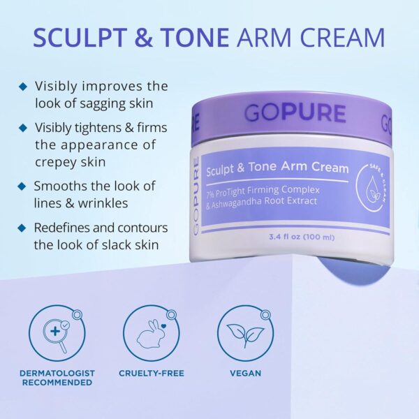goPure Sculpt and Tone Arm Cream Firming And Tightening Cream For The Arms, Smooths The Look Of Wrinkles, Deeply Hydrates, Firms The Look Of Crepey Texture On The Arms - Image 5